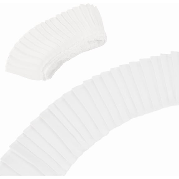 5 Yards White Pleated Chiffon Ribbon 2-3/8 inch Wide Polyester Pleated Elastic Lace Ribbon Wave Edge Ruffled Lace Trims