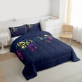 thumbnail image 3 of Homewish Music Theme Queen Comforter Set,Colorful Musical Meldoy Bedding Sets,Deep Blue Bedding Comforter Set For Kids,Super Cozy Room Decor Reversible,3-Piece, 3 of 8