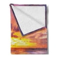 thumbnail image 2 of Tropical Soft Flannel Fleece Throw Blanket, Sunset at the Beach Horizon on Island Idyllic Weather Landscape, Cozy Plush for Indoor and Outdoor Use, 50" x 70", Mauve Salmon Lilac, by Ambesonne, 2 of 5
