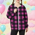 thumbnail image 2 of AHTJRT Fleece Jacket for Girls Boys Lapel Full Zip Outerwear with Pockets Fall Spring Warm Lightweight Plaid Long Sleeve Coats Purple 9-10 Years, 2 of 7