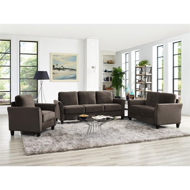 LifeStyle Solutions New Haven 3 Piece Sofa Set in Coffee ...