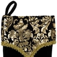 thumbnail image 3 of Northlight 21.5" Black and Gold Damask Velveteen Christmas Stocking with Tassel, 3 of 7