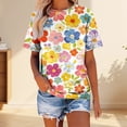 thumbnail image 2 of Womens Tops Short Sleeve T Shirt Summer Regular Shoulder Slim Fit Versatile Solid Color V Neck Oversized Tshirts, 2 of 4