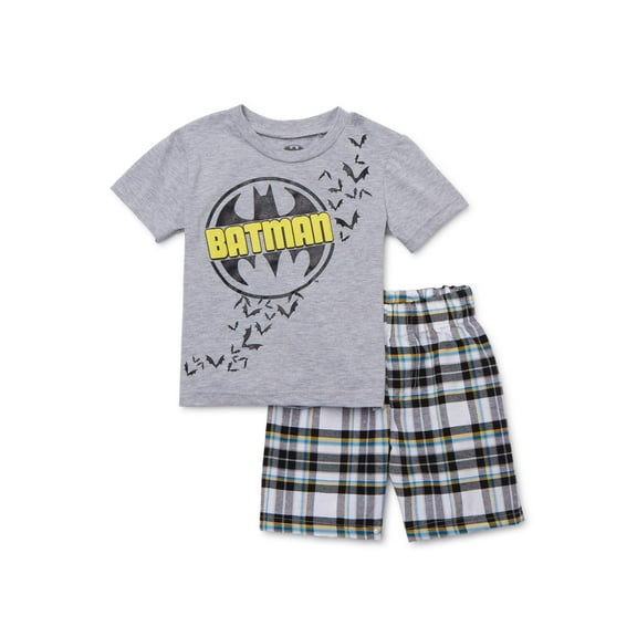 Batman Toddler Boy T-Shirt & Plaid Shorts, 2pc Outfit Set