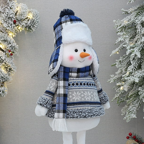 Adornos de munecas de Navidad decoracion de tela de felpa de muneco de nieve de Navidad juguete de figura de pie de muneco de nieve retractil Walmart en linea