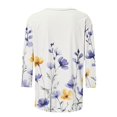 thumbnail image 4 of Black*Friday Discounted Items under $5 GaThRRgYP Womens Blouse,Plus Size Tops Long Sleeve,Women's Printed Crew Neck 3/4 Sleeve T-shirt Loose Top White S, 4 of 5