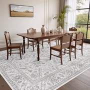 SIXHOME 5x7 Area Rugs for Living Room Washable Rugs Carpet Vintage Traditional Rugs for Bedroom Dinning Room Office Soft Non Slip Large Area Rug Retro Home Decor Light Gray