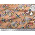 thumbnail image 2 of Soimoi Orange Moss Georgette Fabric Leaves,Floral & American Robin Bird Print Fabric by The Yard 42 Inch Wide, 2 of 3