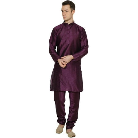 

Royal Kurta Men s Silk Blend Solid Kurta Pyjama Purple