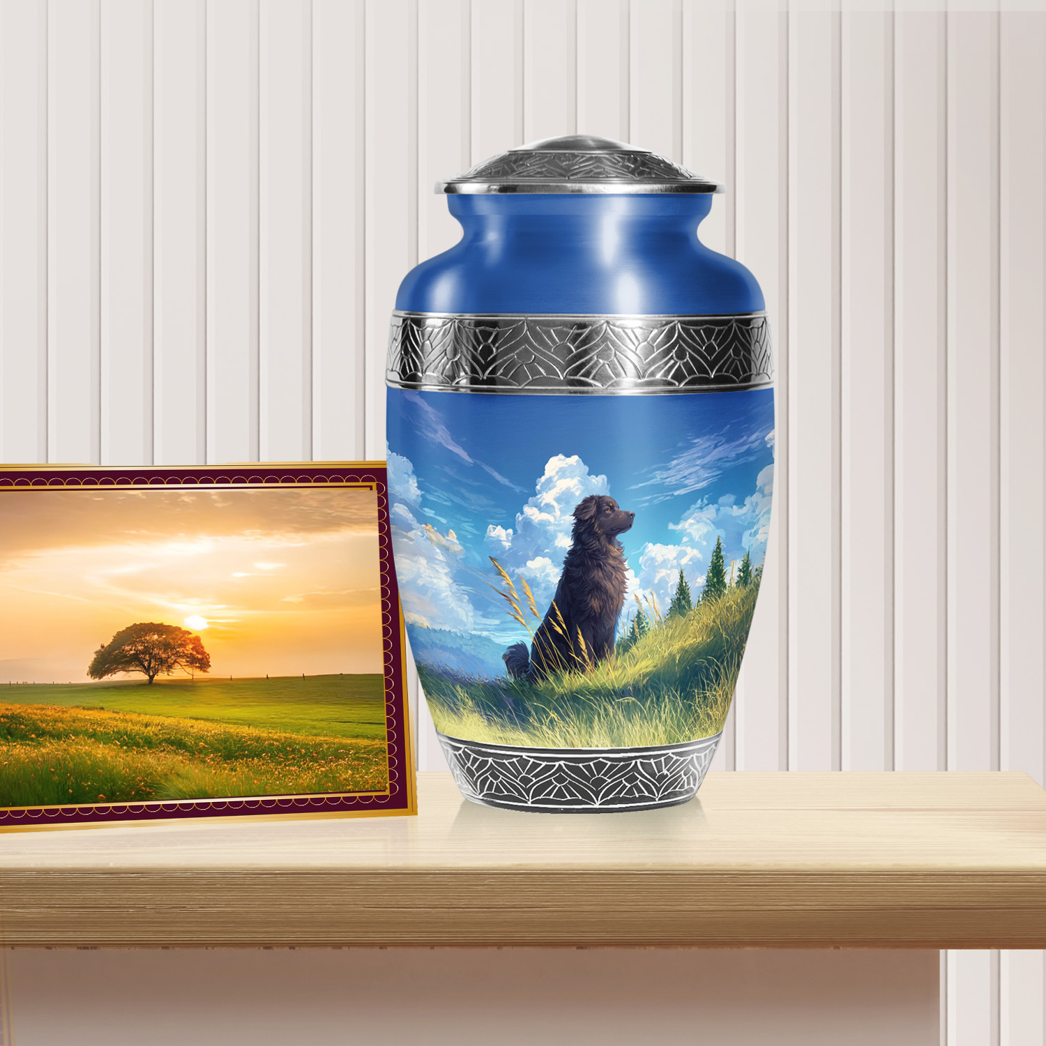 SABURIAL Dog Urn - Unqiue Funeral Urn For Female Ashes - Handmade Tribute Urns For Mom Ashes - Beautiful Urns For Human Remains - 10 Inch Large With Velvet Bag