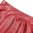 thumbnail image 7 of RYRJJ Women's Shiny Metallic Wet Look Stretchy Flared Mini Skater Skirt High Waisted Nightclub Party Pleated Skirts for Women(Red,S), 7 of 7