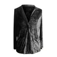 thumbnail image 4 of VEKDONE 2026 Womens Velvet Blazer Cozy Lightweight Outerwear Retro Buttons Long Sleeve Pokets Jacket Cardigan Coat Party Blazers Black M, 4 of 5