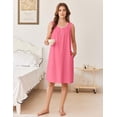 thumbnail image 2 of Ekouaer Womens Cotton Nightgown Sleeveless Night Gown Cooling Nightshirts Organic Cotton Dress with Pockets, 2 of 6