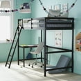 thumbnail image 3 of Flash Furniture Riley Loft Bed Frame with Desk, Twin Size Wooden Bed Frame with Protective Guard Rails & Ladder for Kids and Teens - Espresso, 3 of 12