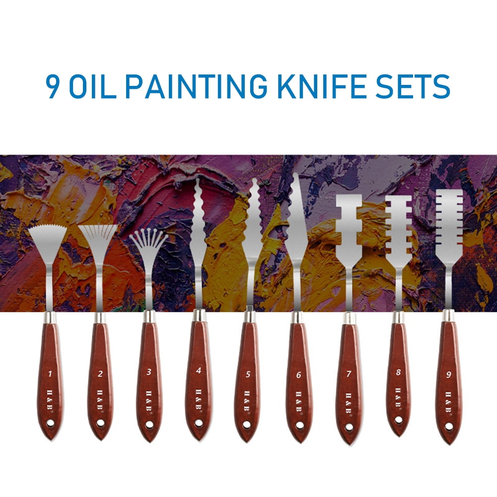 Palette Knives 9Pcs Stainless Steel Spatulas Painting Knives Art Tool Set 