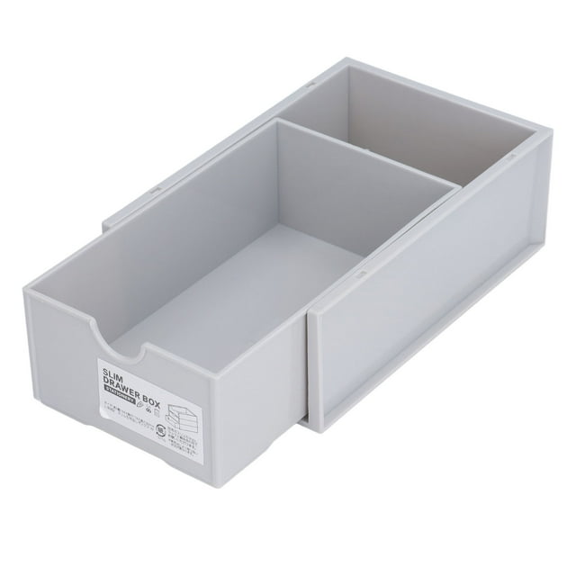 Storage Box, PP Material Plastic Drawer Box Classified Storage Strong Durable Place Items Easy Pull For Office For Cosmetic Stationery Grey,White