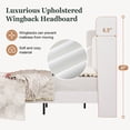 thumbnail image 5 of Amolife King Size Bed Frame with Advanced 4-in-1 Charging Hub (2 AC Outlets, 1 Type-C, 1 USB) & Storage Shelf, Upholstered Velvet Wingback Headboard, White, 5 of 13