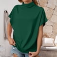 thumbnail image 2 of Women's T-shirts Women's Summer Solid Color High Neck Loose Casual Short Sleeved T Shirt Top T-shirts, 2 of 5