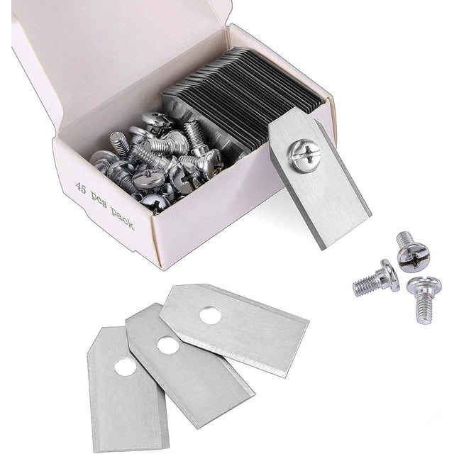 45 cuchillas de titanio para todos los robots cortacésped Husqvarn / Automower / Yardforce / Gardena (3G-0,75 mm) con 45 tornillos, cuchillas de repuesto para los modelos 105,310,315,320,420,430x, R40
