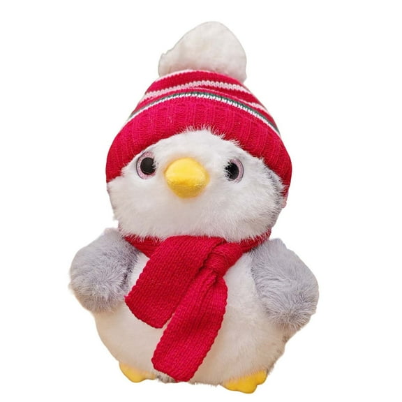 BallsFHK Red scarf penguin doll 25cm scarf hat Penguin plush toy doll
