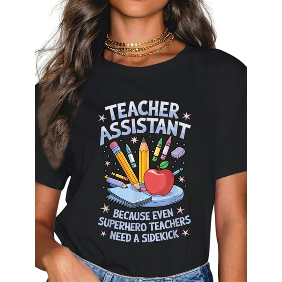 100% Cotton Superhero Sidekick Teaching Teach School Teacher Assistant T-Shirt