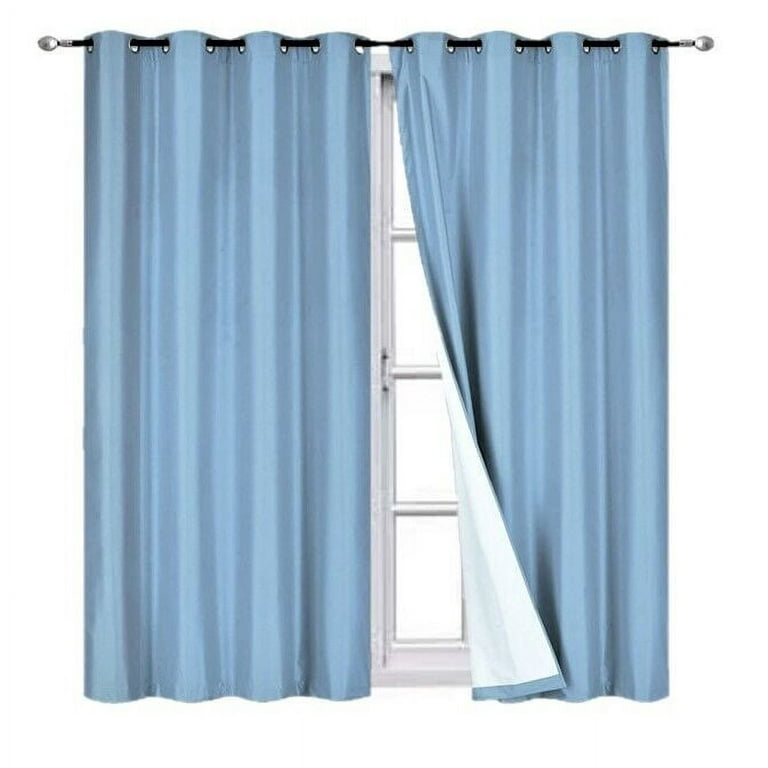 Adam White Color Set of 2 Panels Drapes Thermal Blackout Noise