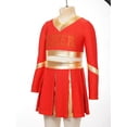 thumbnail image 4 of Doomiva Kids Girls Cheer Leader Outfits Long Sleeve Cheerleading Uniform Crop Top with Pleated Skirt Set Red 16, 4 of 7