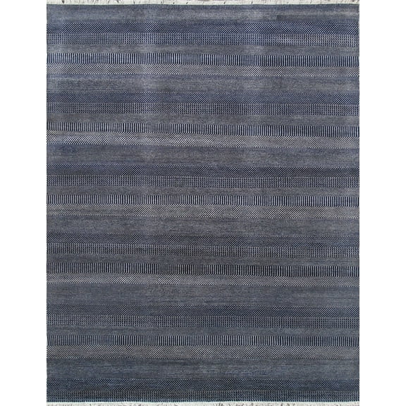 Pasargad Home Transitiona Collection Hand-Kontted Silk & Wool Area Rug, Navy & Light Blue - 3 ft. 2 in. x 5 ft. 2 in.