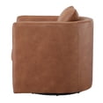 thumbnail image 6 of Comfort Pointe Sheldon Saddle Brown Faux Leather Swivel Barrel Chair, 6 of 20
