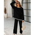 thumbnail image 2 of Women's 2 Piece Sweater Sets Outfits Long Sleeve Knit Pullover Tops Wide Leg Pants Lounge Sets Tracksuits, 2 of 9