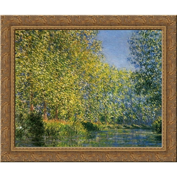 Bend in the River Epte 24x20 Gold Ornate Wood Framed Canvas Art by Monet, Claude