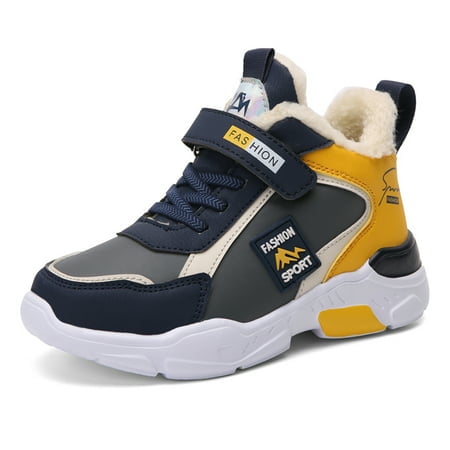 

kids sneakers shoes non slip warm shoes middle top outdoor Boys blue sneakers