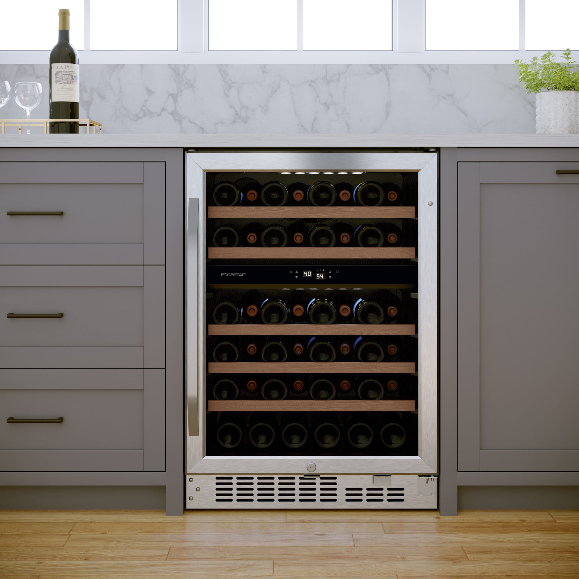 Edgestar Cwr462dz 24" Wide 46 Bottle Built-In Dual Zone Wine Cooler - Stainless Steel