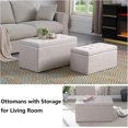 thumbnail image 4 of Storage Ottoman  with 2.56-inch Thick Seat, 31.5 inch Nesting Ottoman Set of 2, Hinged Flip Top  with Storage for Living Room, Bedroom, Beige, 4 of 6