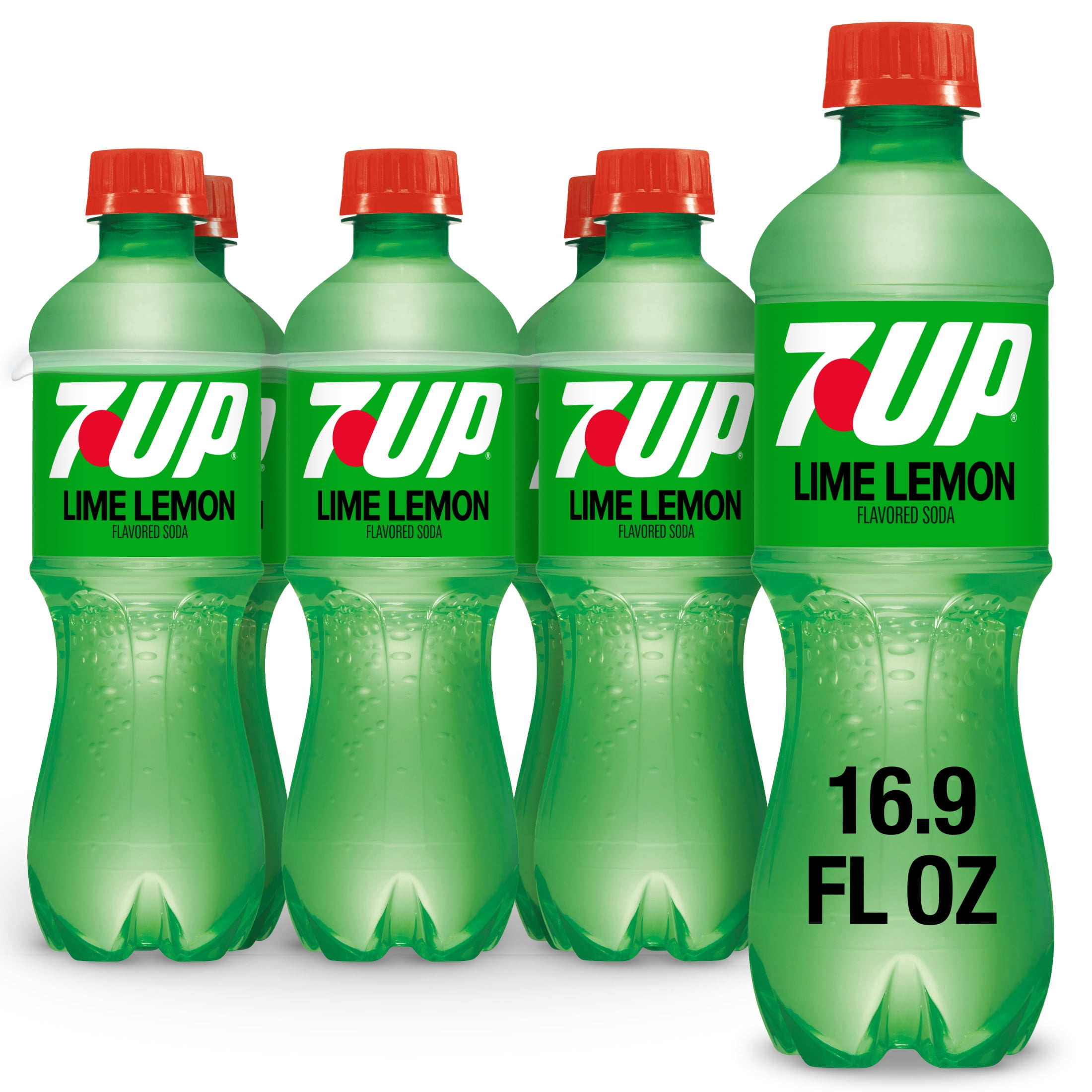 (4 pack) 7UP Caffeine Free Lime Lemon Soda Pop, 16.9 fl oz, 6 Pack Bottles