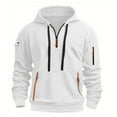 thumbnail image 2 of Momasggi Thermal Hoodies for Men Quarter Zip Pullover Tops Casual Drawstring Long Sleeve Hooded Sweatshirts Outdoor Workout Gym Hoodie with Pockets White 2XL, 2 of 6