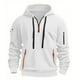 thumbnail image 1 of Sudadera con capucha para hombre, jersey liso de manga larga, múltiples bolsillos, media cremallera, sudadera deportiva con capucha, abrigo, blusa de poliéster para hombre, 1 of 5