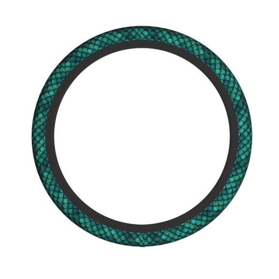 Sophisticated Teal Scale Pattern Neoprene Steering Wheel Cover, Stretchable Non-Slip Grip Protector, Universal Fit for Cars SUVs Trucks