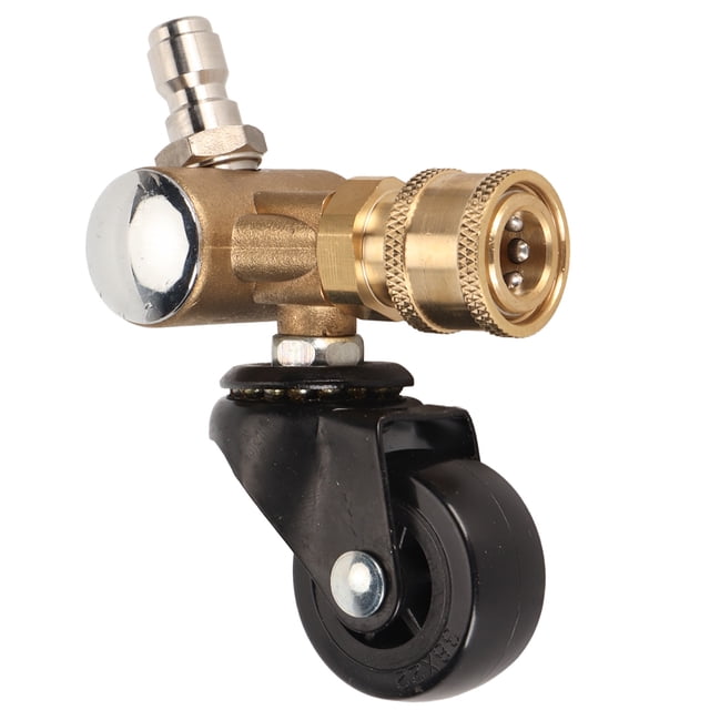 Rueda giratoria para limpiador de chasis con conector rápido de 1/4 pulg. Adaptador de lavadora a presión de latón Accesorio de rueda de unión para limpieza de carreteras