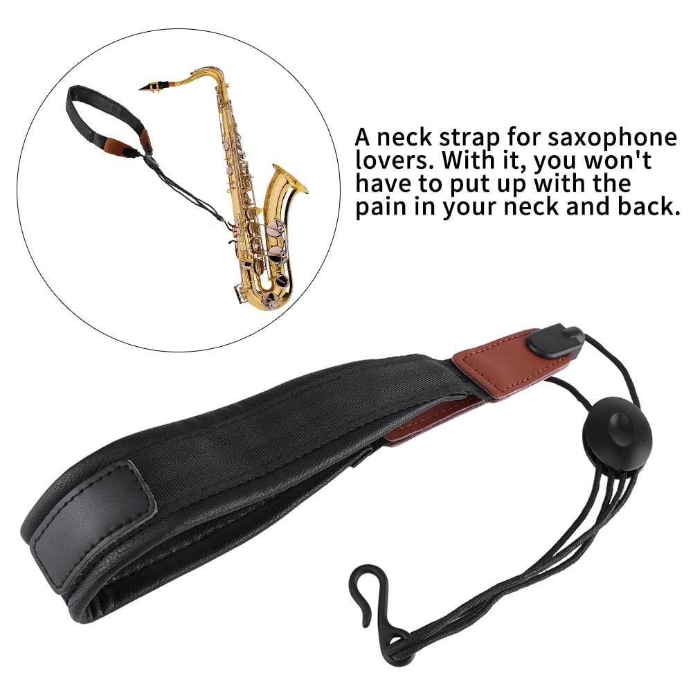 LYUMO Universal Saxophone Neck Strap Adjustable Soft PU Leather Neck