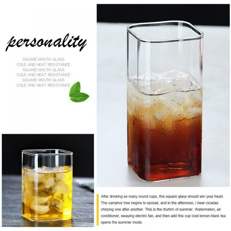 Square Glass Cup with Letters –