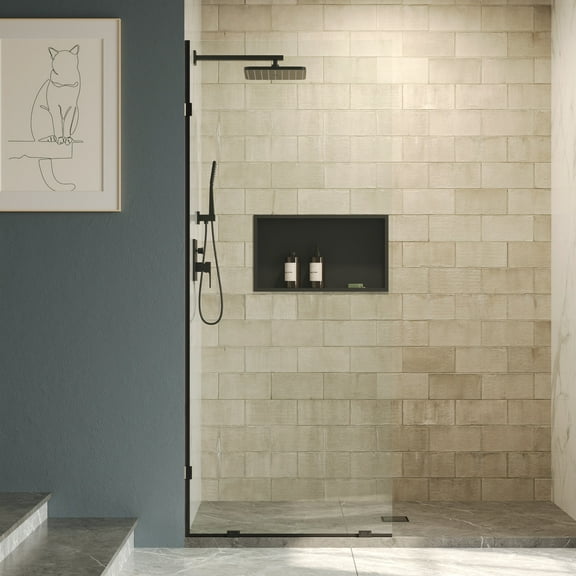 DV-1SD0221B Single Fixed Glass Panel For Shower 32"×78", Thick Frameless Tempered Safety Glass Shower Screen