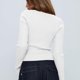 thumbnail image 3 of HongQid Women's Long Sleeve Open Front Cropped Lightweight Cardigan Sweater Button Down Shirt Fall Tops, 3 of 3