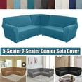 thumbnail image 5 of JIAN YA NA 3 Piece L Shape Velvet Stretch Sofa Cover Corner Sectional Couch Protector(5 Seater ,Grey Blue), 5 of 5