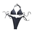 thumbnail image 1 of Conjunto de bikini para mujer, elegante ropa de playa para fiestas, viajes, spas, actividades acuáticas en la playa. M Black M, 1 of 9