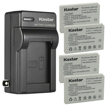 Kastar 4-Pack Battery + AC Wall Charger Replacement for Sanyo DB-L40 DB-L40AU Battery, Xacti DMX-HD1 Xacti DMX-HD1A Xacti DMX-HD1EX Xacti DMX-HD1AEX Xacti DMX-HD15 Xacti DMX-HD2 Xacti DMX-HD700 Camera