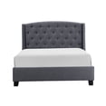 thumbnail image 2 of King Size Upholstered Bed Frame with Wingback Headboard, Button Tufted Gray Fabric Platform Bed, Modern Panel Base Design for Bedroom, 2 of 3