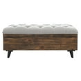 thumbnail image 6 of SAFAVIEH Liam Rustic Tufted Cocktail Linen Ottoman with Storage, Grey/Dark Oak, 6 of 13