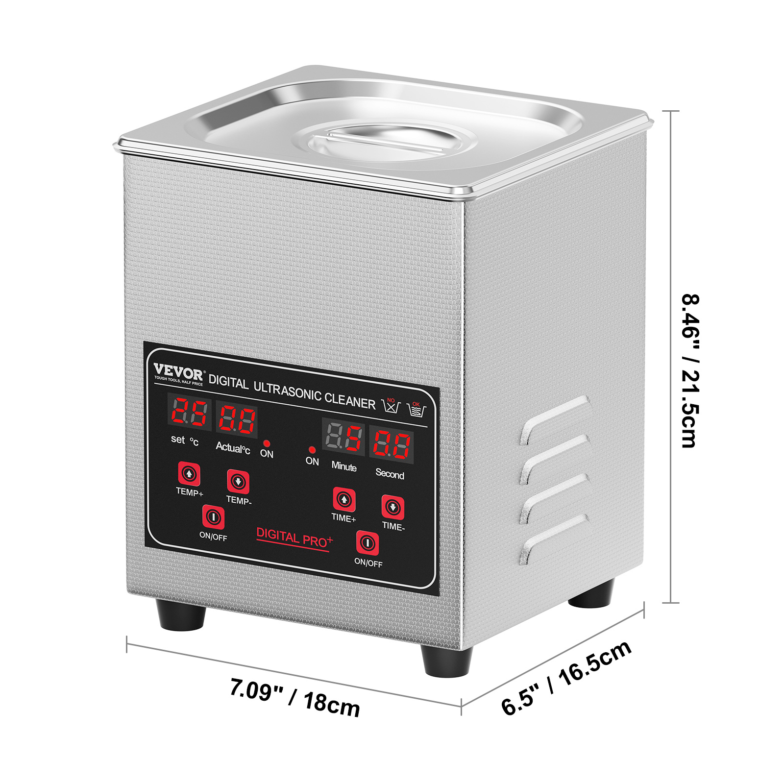 VEVOR Ultrasonic Cleaner, 1.3L Professional 60W Cleaning Machine with Timer & Heater, 40kHz Digital Ultrasonic Cleaner with Basket for Watch Glasses Jewelry Retainer Industrial Parts Tools