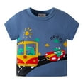 thumbnail image 1 of Gibobby Playeras Niños Niños pequeños bebés niños niñas verano dibujos animados coches manga corta cuello redondo camisetas Tops ropa para niños trajes(Azul, 1-2 Años), 1 of 5